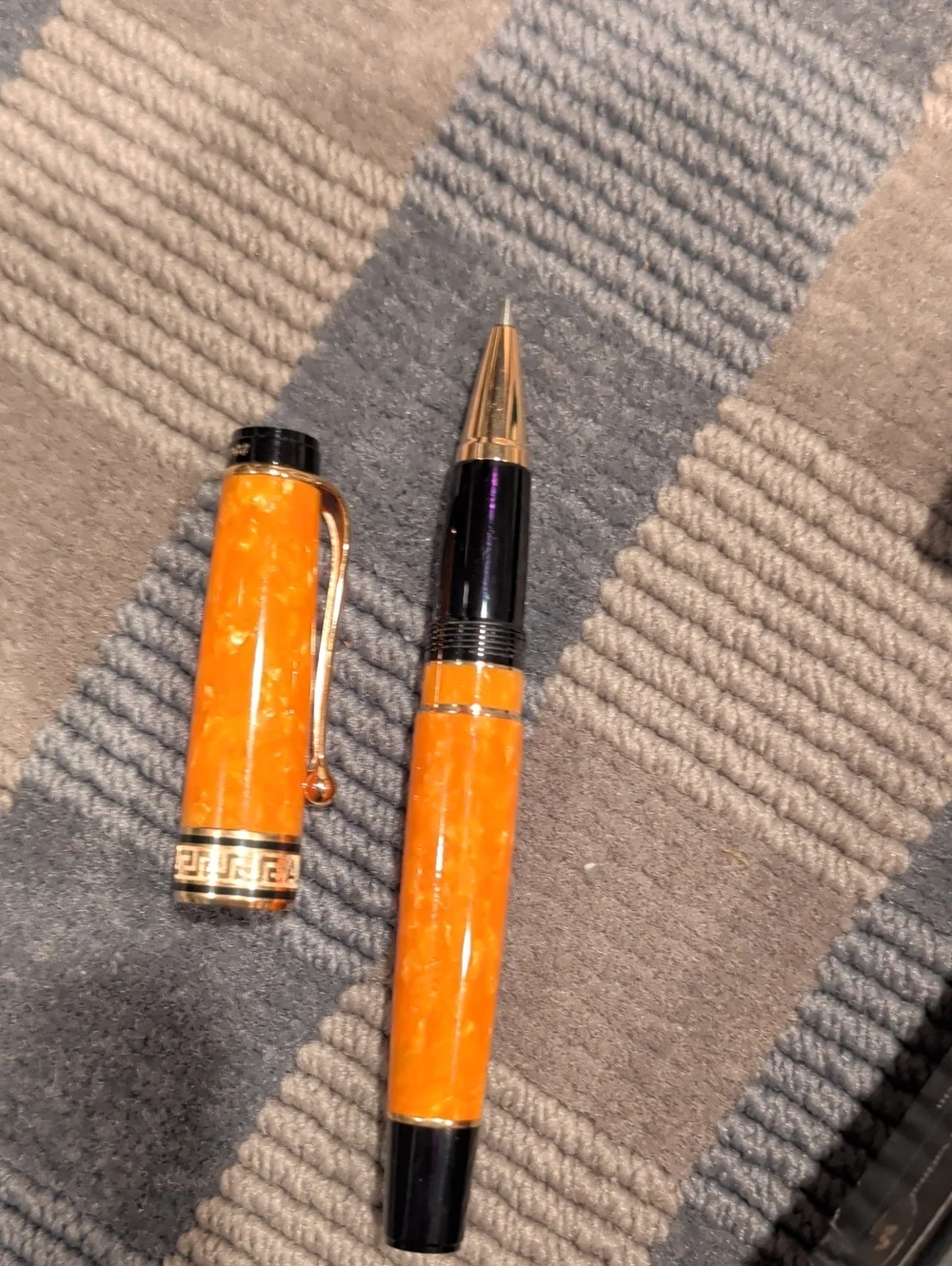 Vintage DuPont Aurora Orange Marbled Pen